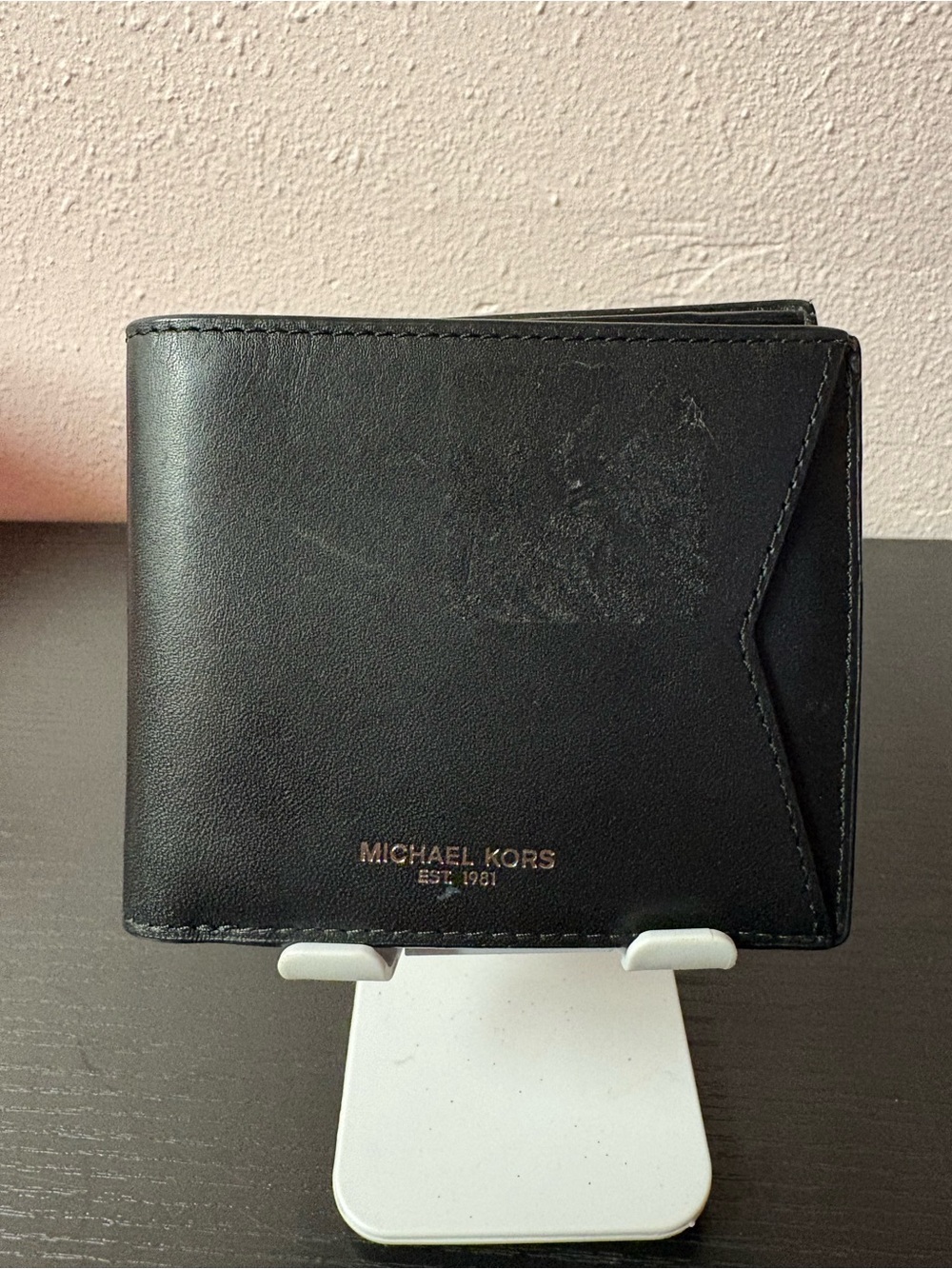 Michael Kors Black Leather Bifold Wallet Slim Unisex Card Holder